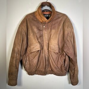 Wear-Me-Out Brown Genuine Leather Bomber Jacket Quilted Lined